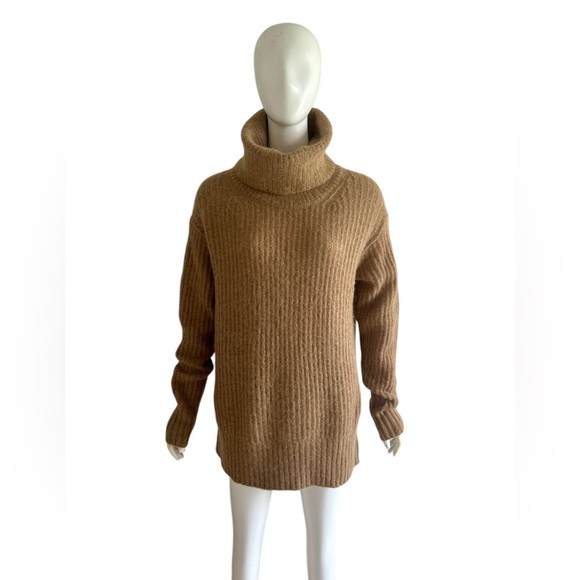 Everlane Sweater Women S Alpaca Oversized Turtleneck Merino Wool Camel Color - Picture 4 of 9